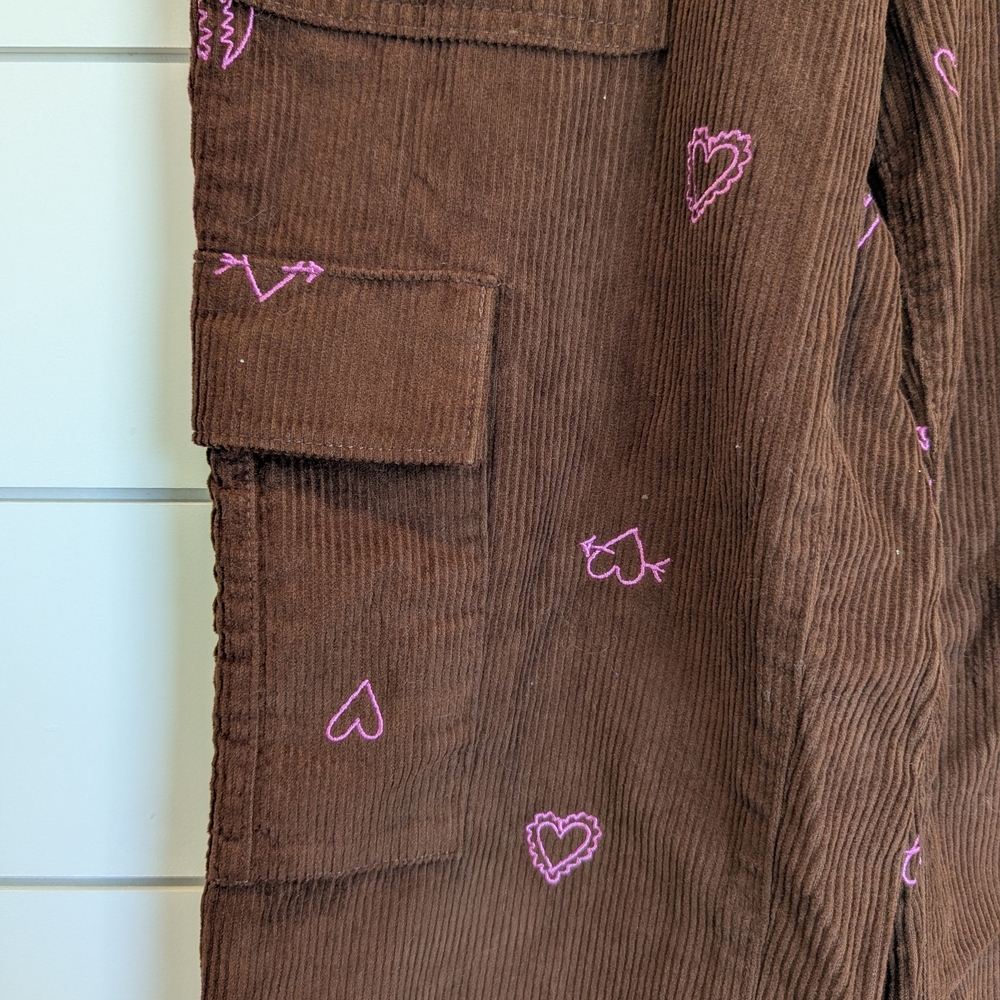 PacSun Heartbreaker Brown Corduroy Cargo Pants Size XS Elastic Waist Straight - Picture 4 of 11